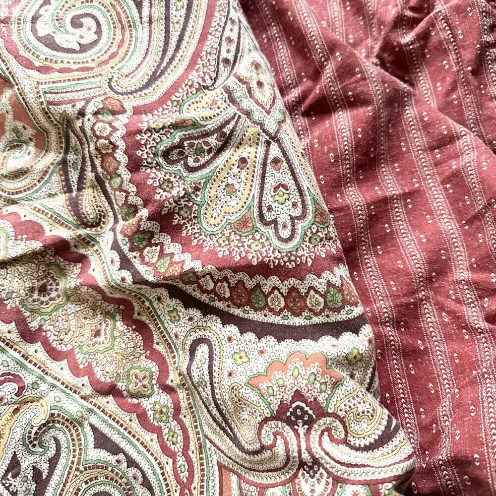 Ralph Lauren Vtg Orsen Carrot Paisley Full Queen Duvet Cover 2 Pillow Shams Set